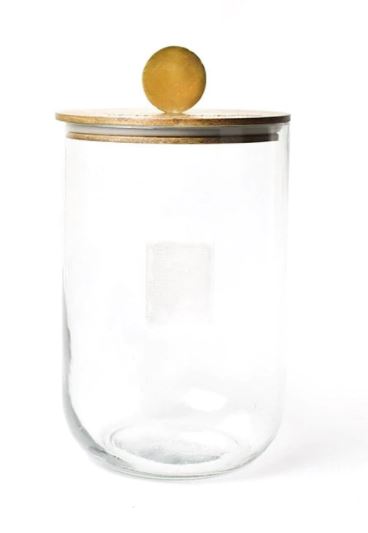 Happy Everything Big Wooden Lid Glass Jar