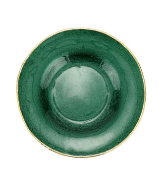 Metallic Glass Emerald Salad Plate Set of 2