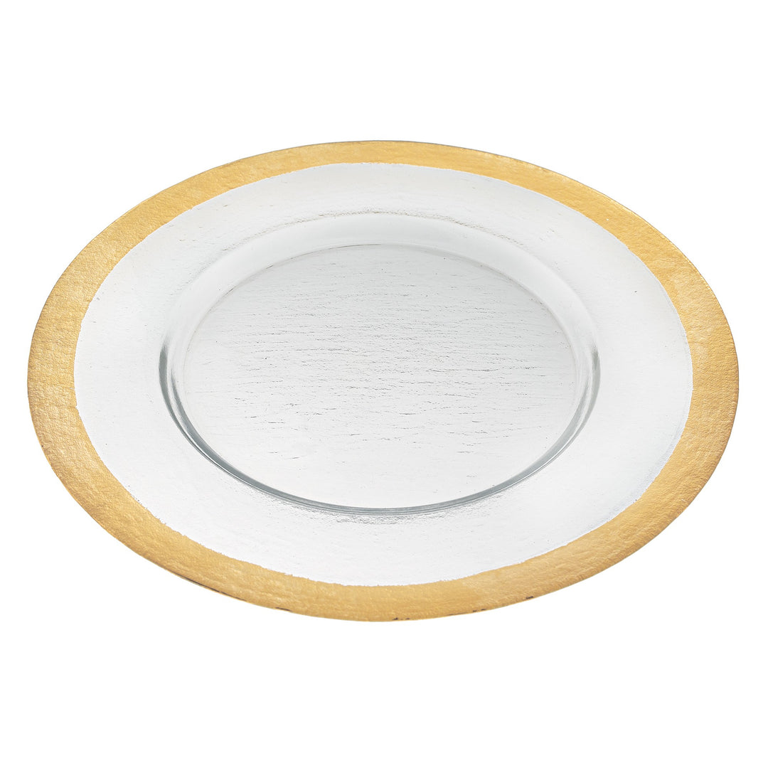 Border Round Glass Charger Gold