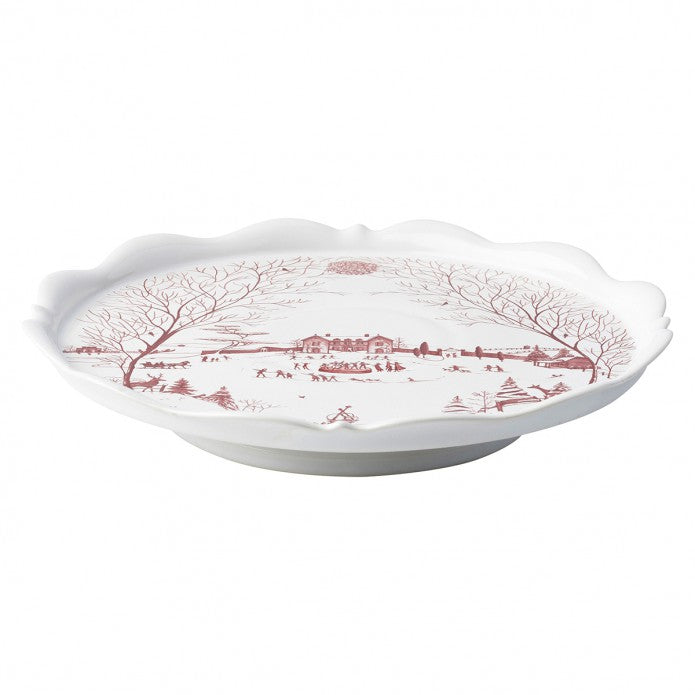 Country Estate Winter Frolic Serving Pedestal Ruby