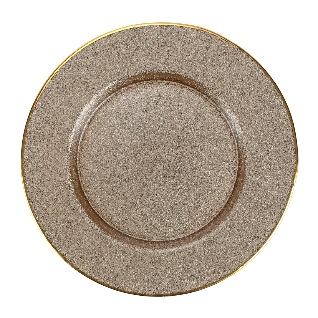 Metallic Glass Fawn Service Plate/Charger Set of 2