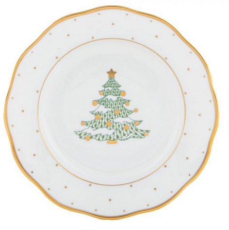 Christmas Tree Dessert Plate Forest Green