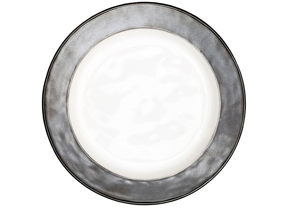 Emerson Round Dinner Plate White/Pewter 11" Set of 6