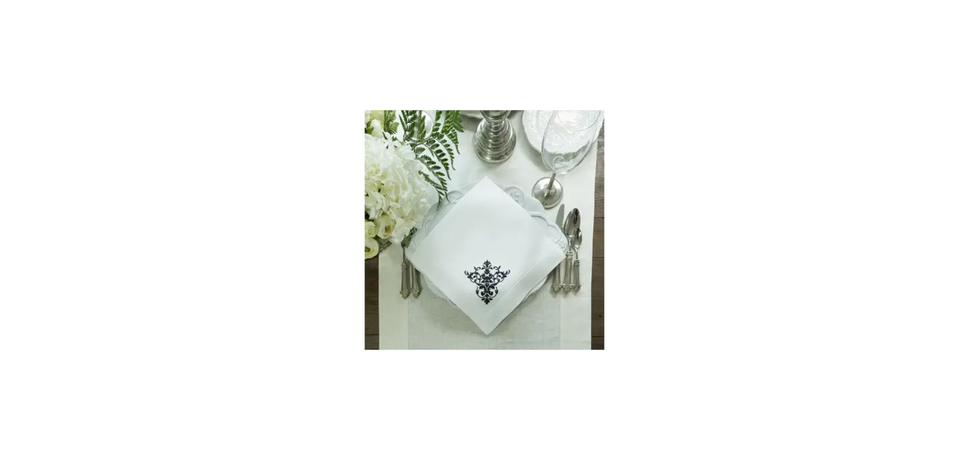 Victorian Large Napkin White/Black Set of 6
