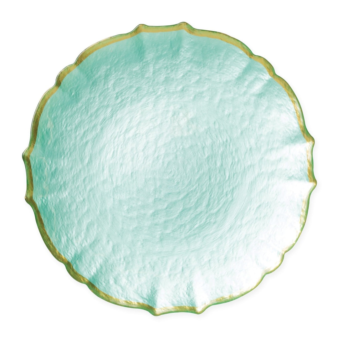 Pastel Glass Service Plate Charger Aqua Set of 3