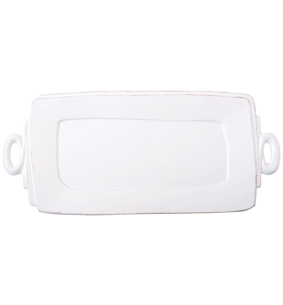 Lastra White Rect Handled Platter