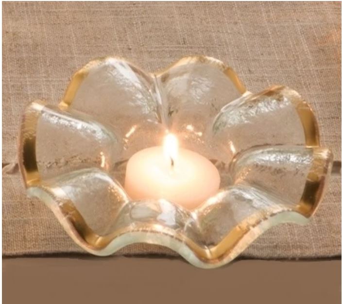 Ruffle Gold Tea Light Holder