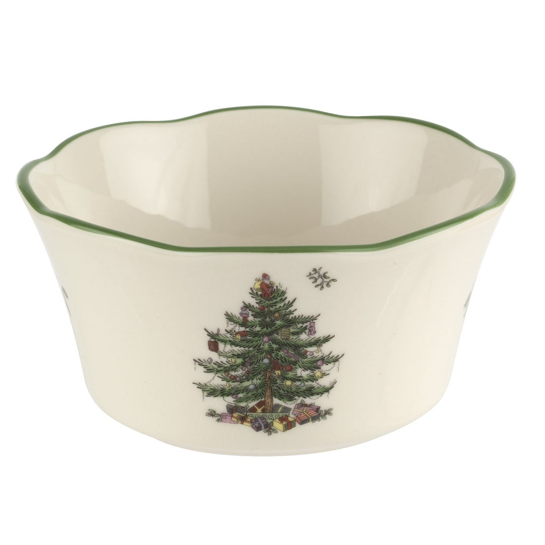 Christmas Tree Flared Scalloped Bowl 4.5"