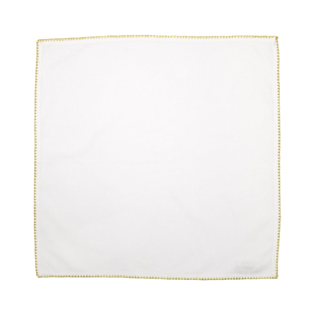 Cotone Ivory Napkins with Gold Stitching Set of 4