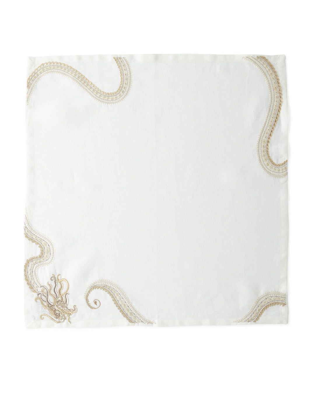 Kim Seybert Napkin Imperial Dragon WH, Gold, Silver Set of 4