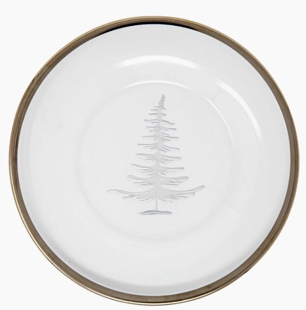 Vetro Platinum Etched Tree Plate Set of 2