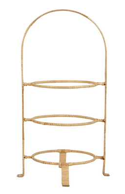 Provence Rattan Three Tiered Plate Server - Whitewash