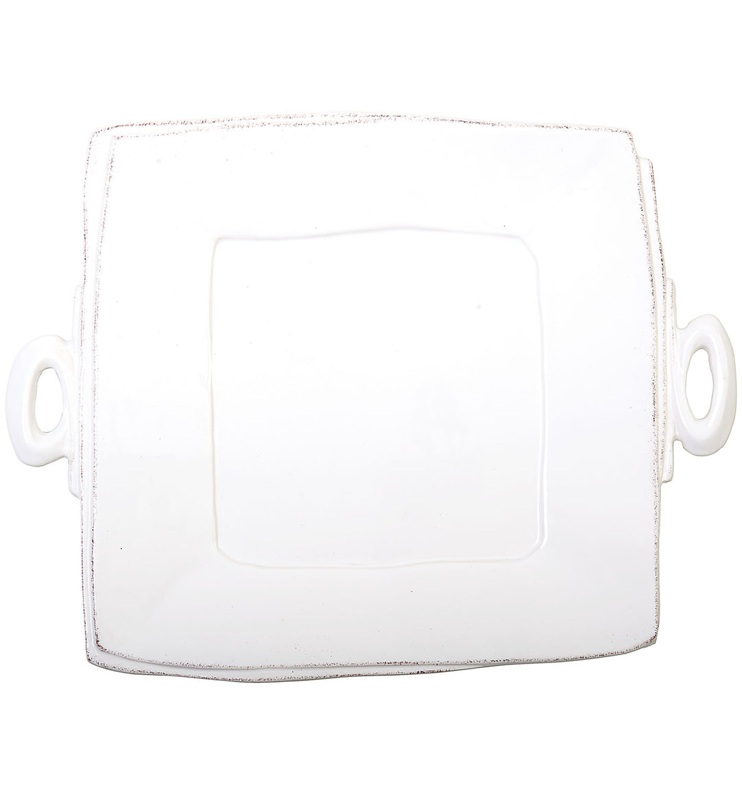 Lastra White Square Handled Platter