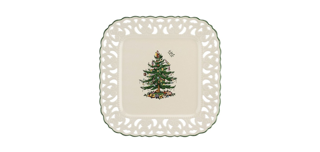 Christmas Tree Square Pierced Platter