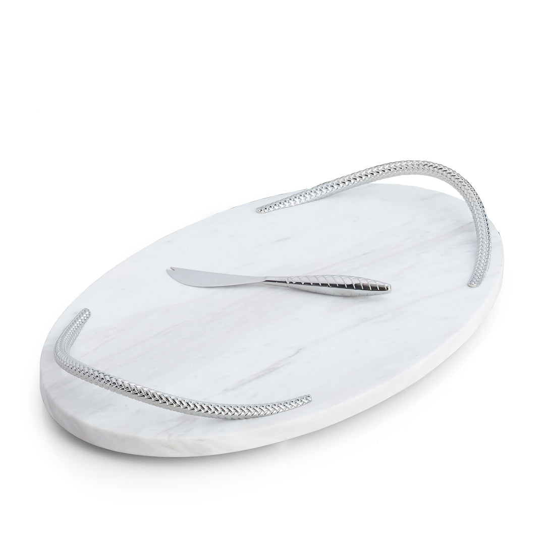 Braid Marble Cheese Board with Knife