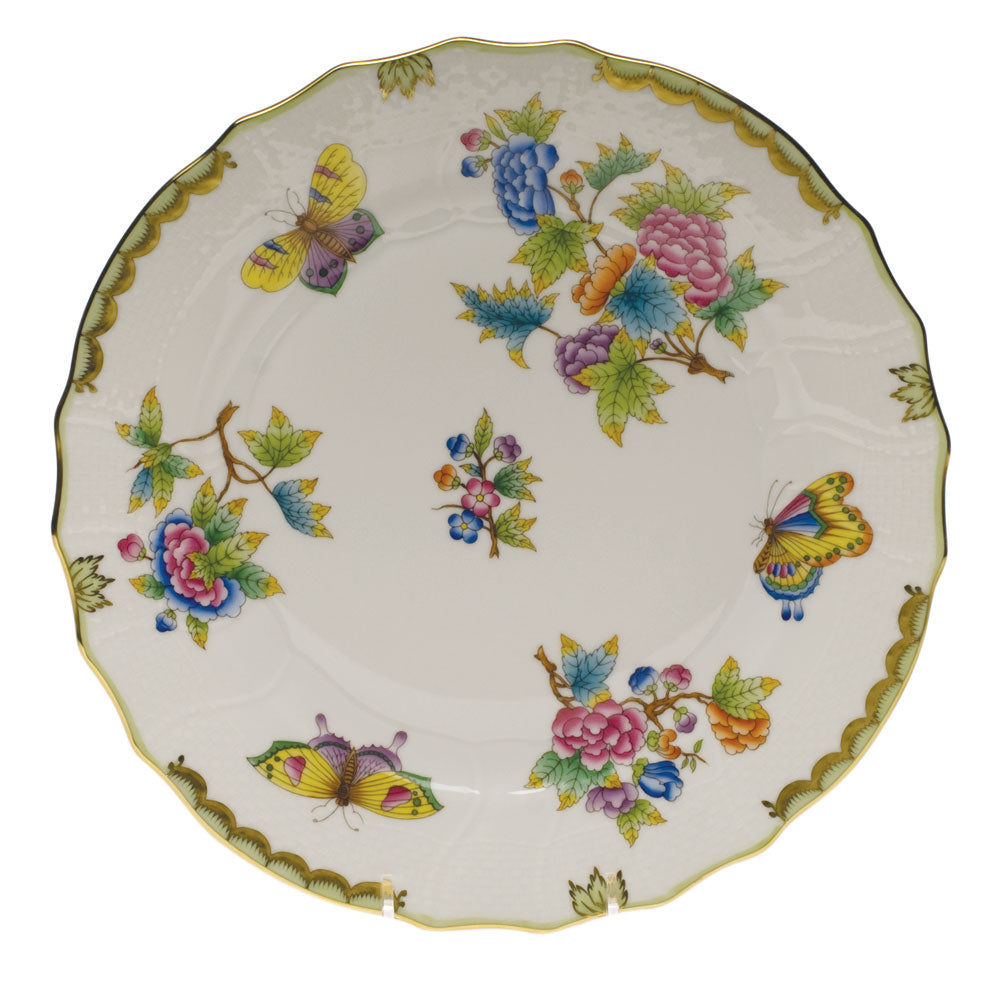 Queen Victoria Green Border Dinner Plate