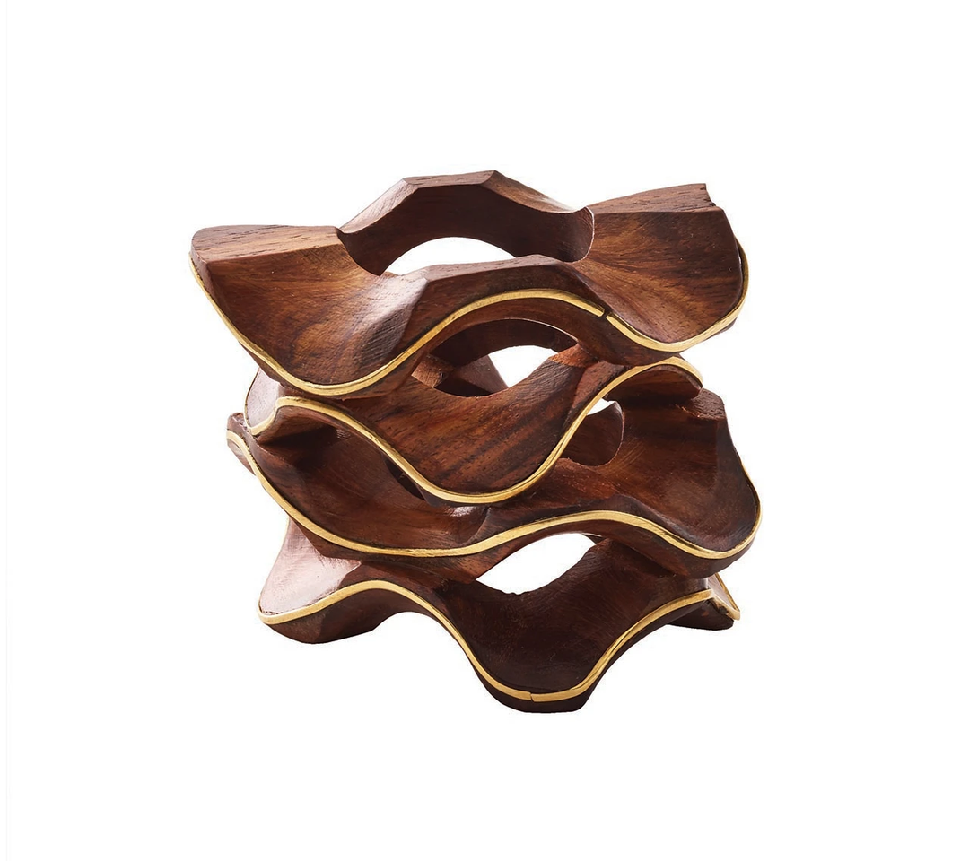 Pavilion Napkin Ring Brown & Gold Set of 8