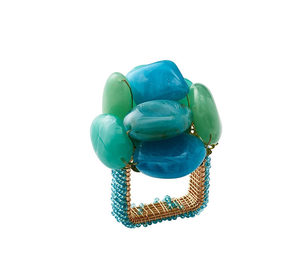Kim Seybert Napkin Ring Sea Stone- Seafoam Set of 4