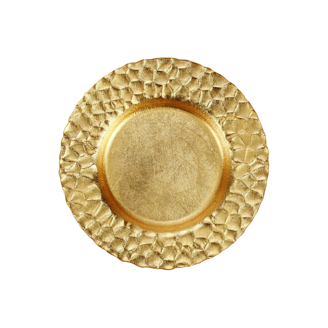 Rufolo Glass Gold Honeycomb Salad Plate Set of 3