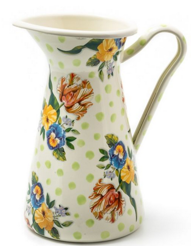 Wildflowers Enamel Large Pitcher Green