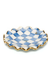 Royal Check Ceramic Fluted Dessert Plate
