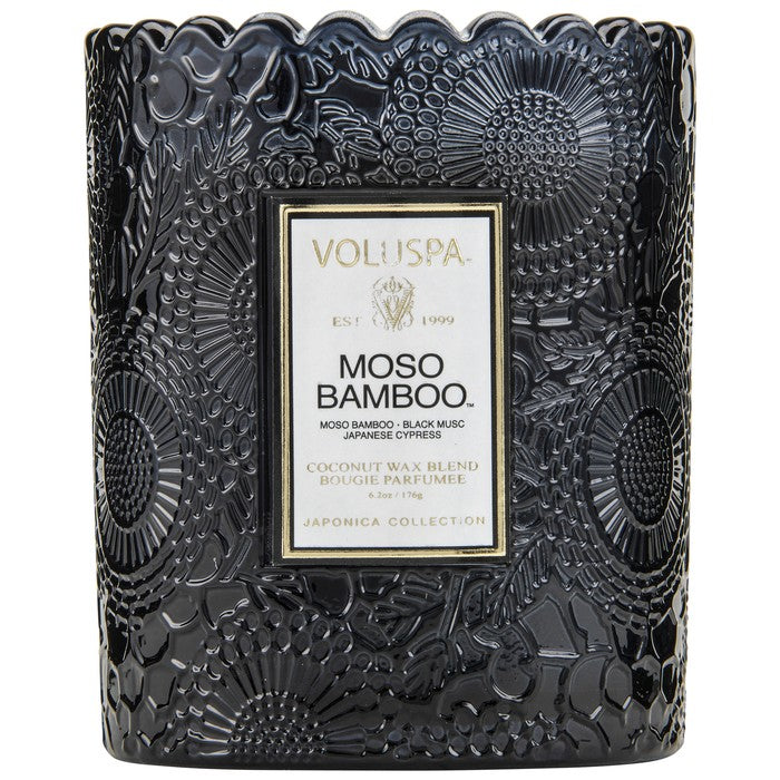 Moso Bamboo Scallop Edge Candle -Black