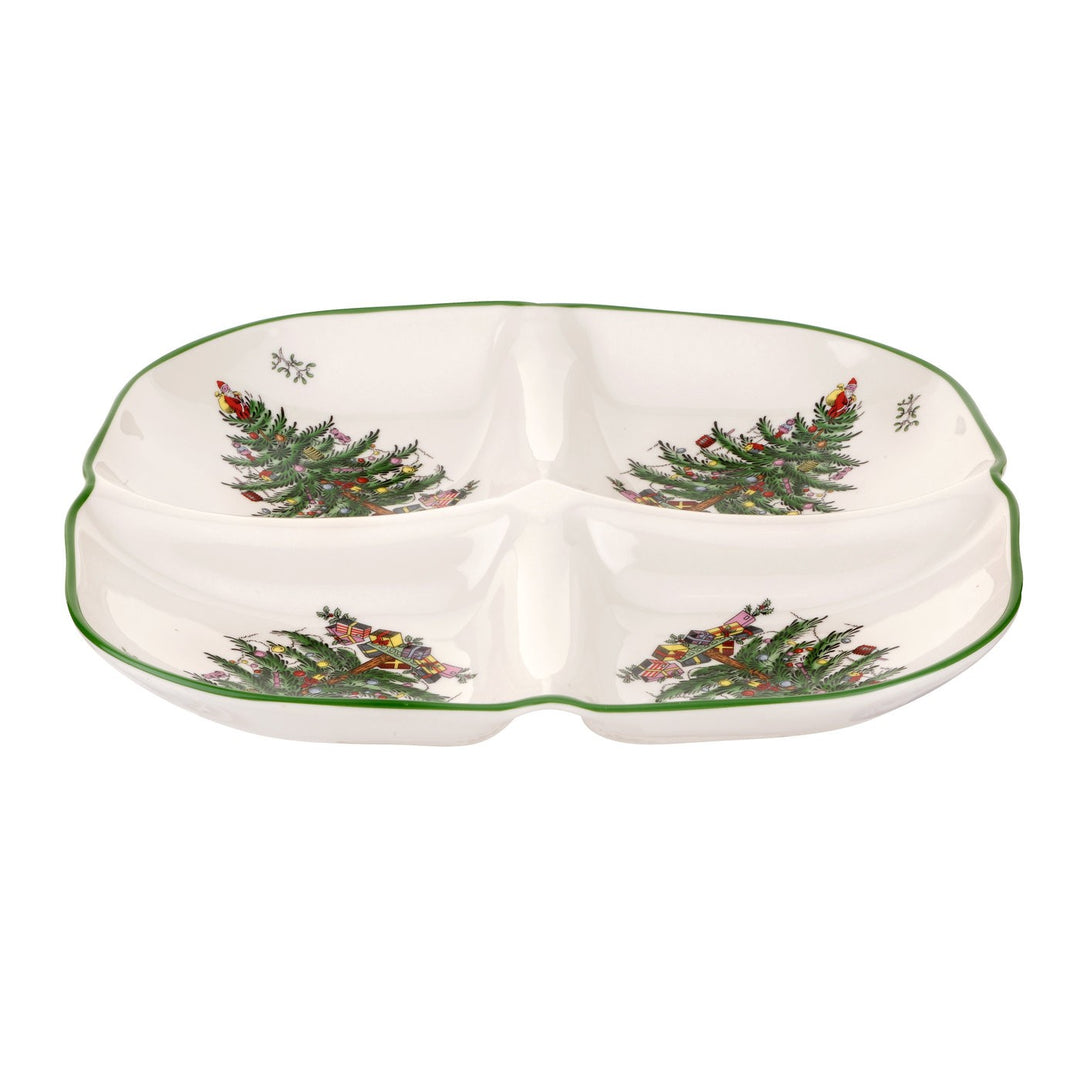 Christmas Tree Sculpted 4-Section Tray