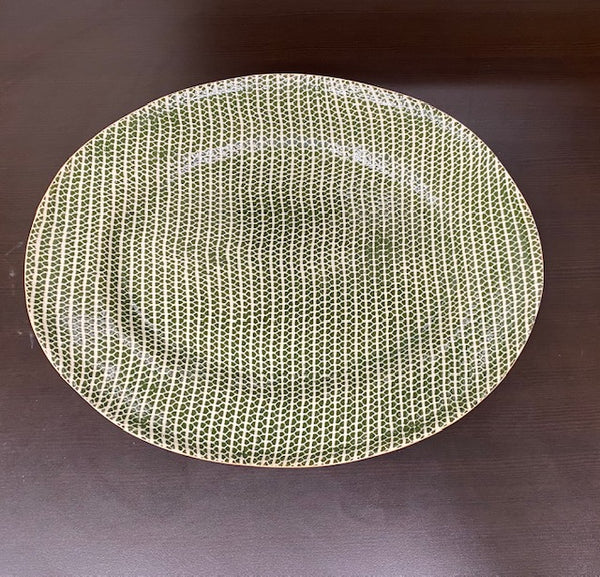 Oval Platter Medium Strata Pine Green
