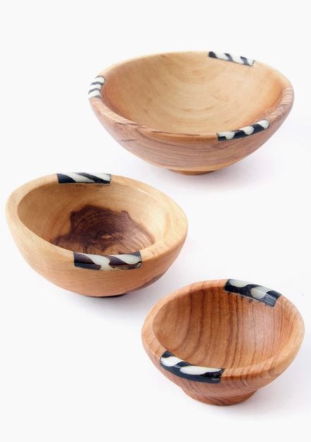 Wild Olive Wood & Bone Bowl Small