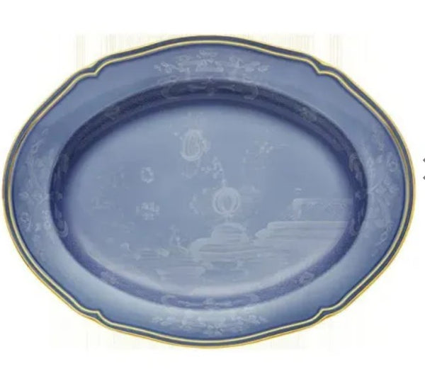Ginori Oval Flat Platter 15" Oriente Italiano Pervinca