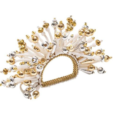 Fun Burst White and Gold Napkin Ring