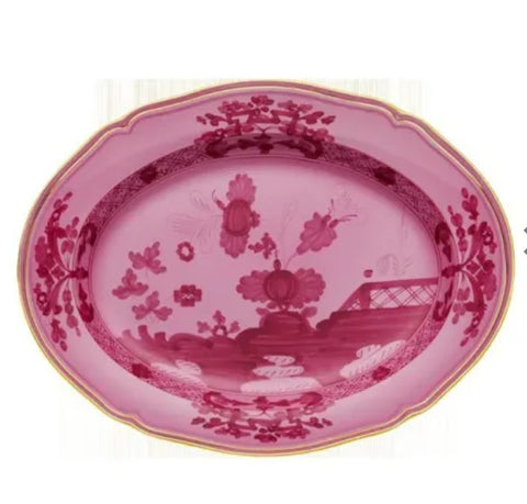 Ginori Oval Flat Platter 15 Inch Oriente Italiano Porpora