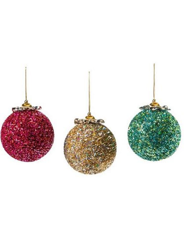 Granny kitsch Encrusted Ball Ornaments Set/3