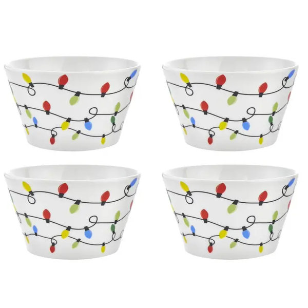 Set of Four Merry Lights Holiday Bowls