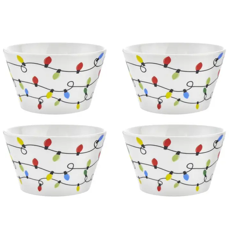 Set of Four Merry Lights Holiday Bowls