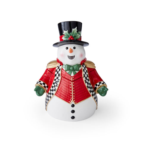 Christmas Tree Black and White Snowman Cookie Jar