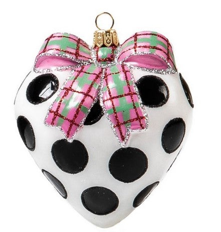 Granny Kitsch Dot Heart- Glass Ornament