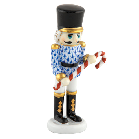 Small Nutcracker with Candy Cane- Sapphire