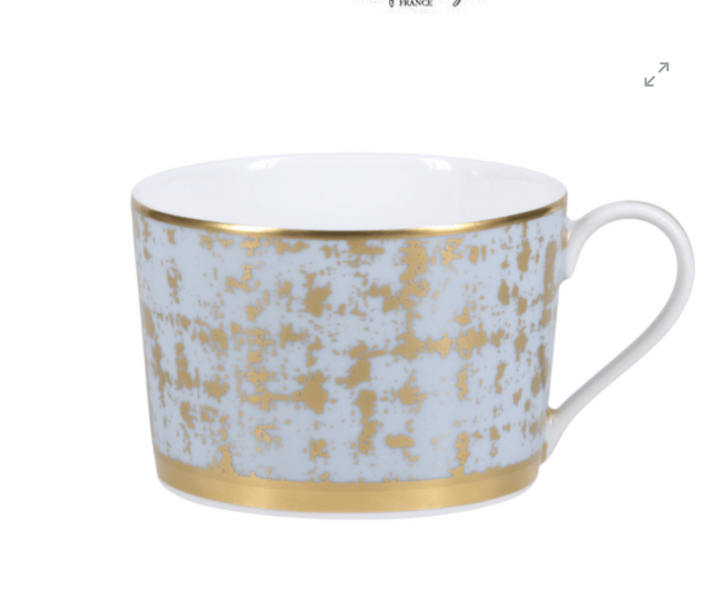 Tweed Grey Tea Cup Gold