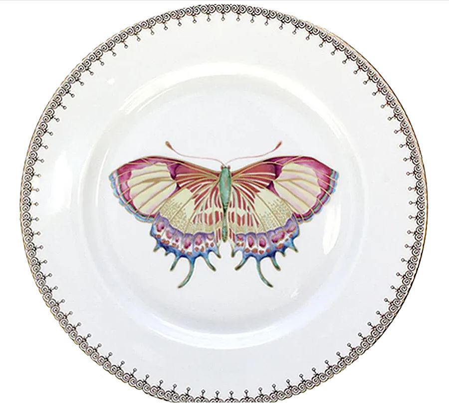 Golden Teardrop Butterfly Dessert Plate