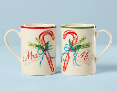 Mr and Mrs Mug Set of 2 Candycane