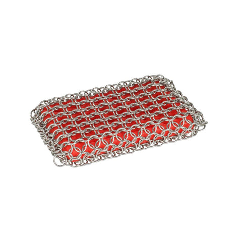 Silicone and Chainmail Scrubbing Pad Red