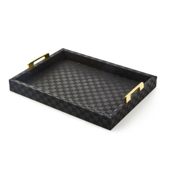 Black Faux Leather Tray Small
