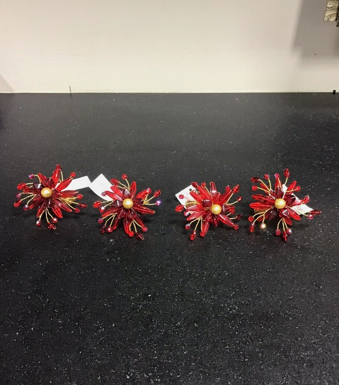 Crystal Star Napkin Ring -Red Set of 3
