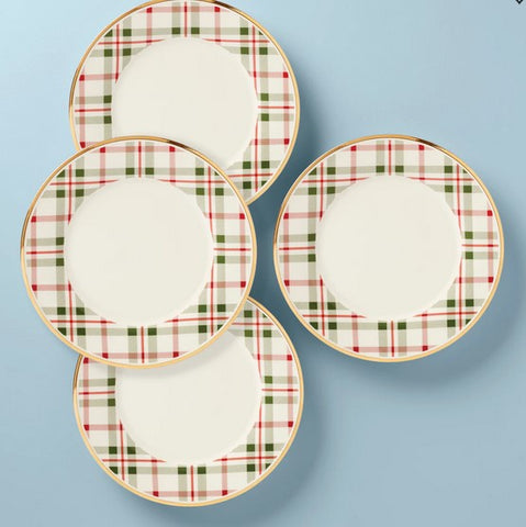 Holiday Plaid Dinner Plates Set/4