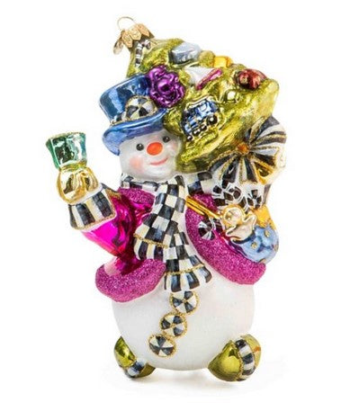 Glass Ornament- Granny Kitsch Snowman