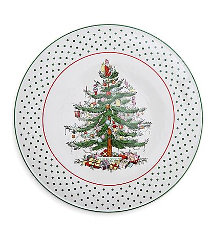 Christmas Tree Polka Dot Cake Plate 11inch