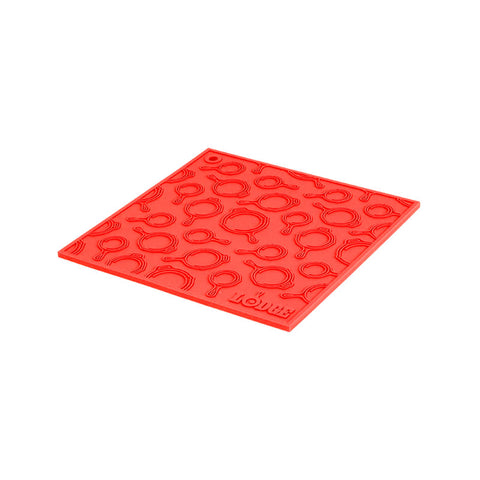 Lodge Square Silicone Skillet Pattern Trivet Red
