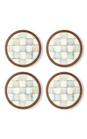 Sterling Check Enamel Coasters, Set of 4