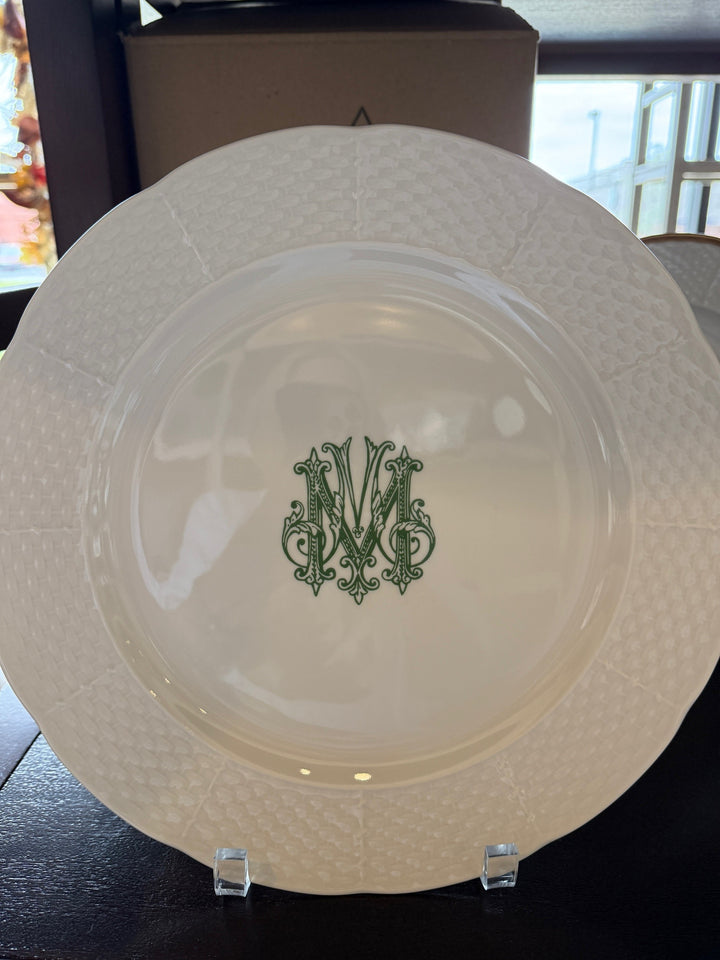 Weave White Charger  M Stag Monogram
